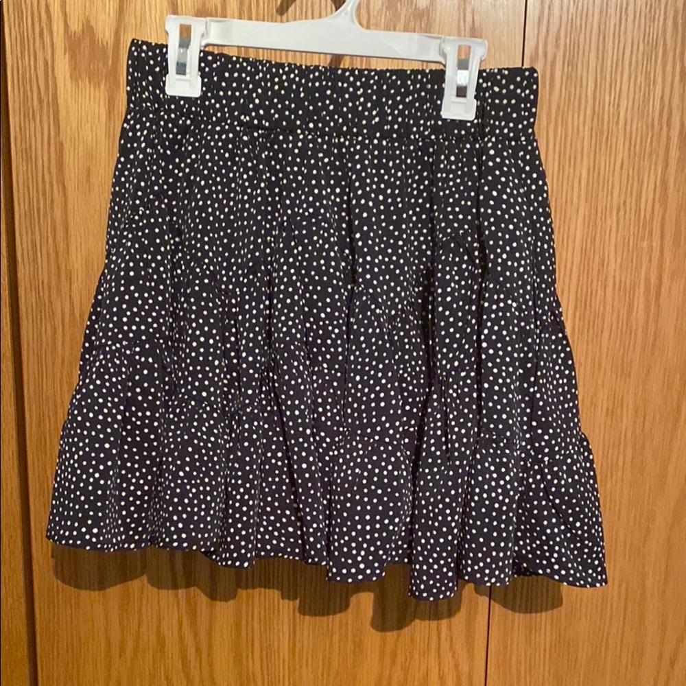 Polka Dot Navy Blue and White A-line swing skirt size small. Fully lined.